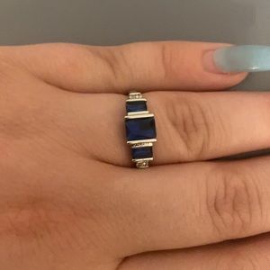 Blue and sliver ring